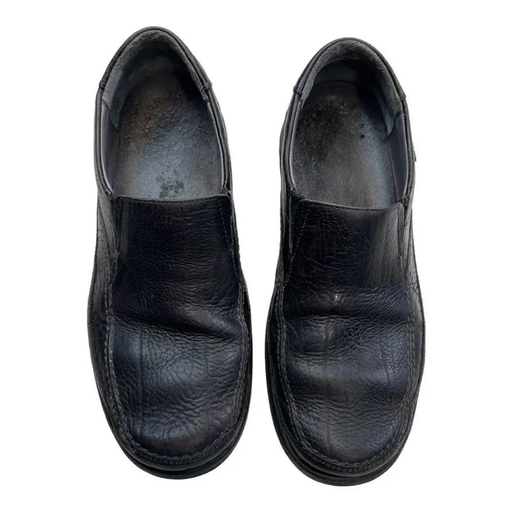 Mephisto Loafers Shoes Men's 9 Black Pebbled Grain Leather Slip-On Round Toe